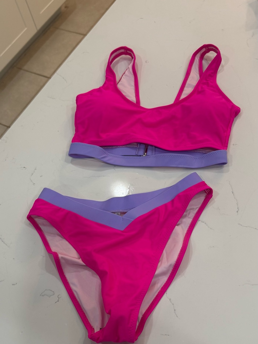 Blooming Jelly Hot Pink & Lavender Two-Piece Bikini | Cutout Underbust Bikini